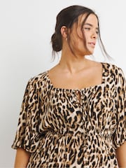 Simply Be Brown Crinkle Goddess Midi Dress - Image 4 of 4