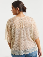 Simply Be White Lace Peplum Blouse - Image 2 of 4