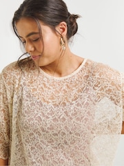 Simply Be White Lace Peplum Blouse - Image 3 of 4
