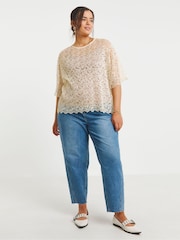 Simply Be White Lace Peplum Blouse - Image 4 of 4