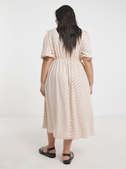 Simply Be Cream Button Through Midi Dress - Image 2 of 4