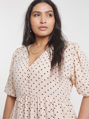 Simply Be Cream Button Through Midi Dress - Image 3 of 4