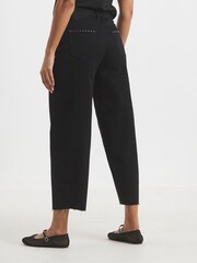Simply Be Black Studded Barrel 100% Cotton Jeans - Image 2 of 4