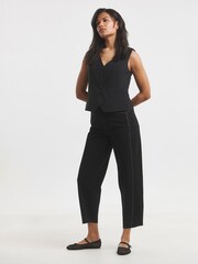 Simply Be Black Studded Barrel 100% Cotton Jeans - Image 4 of 4