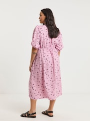 Simply Be Pink Button Through Midi Dress - Image 2 of 4