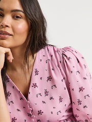 Simply Be Pink Button Through Midi Dress - Image 4 of 4