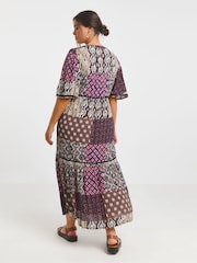 Simply Be Brown Crinkle Tiered Maxi Dress With Ladder Trim - Image 2 of 4