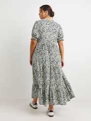 Simply Be Leopard Print Supersoft Short Sleeve Tiered Midi Dress - Image 2 of 4