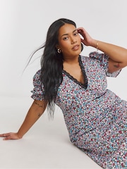 Simply Be Blue Lace Trim Midi Dress - Image 1 of 4