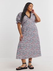Simply Be Blue Lace Trim Midi Dress - Image 4 of 4