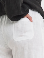 Simply Be White Tie Waist Linen Wide Leg Trousers - Image 4 of 4