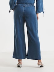 Simply Be Blue Pleat Wide Leg Jeans - Image 4 of 4