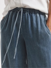 Simply Be Navy Blue Tie Front Palazzo Jeans - Image 3 of 4