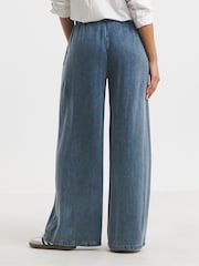 Simply Be Navy Blue Tie Front Palazzo Jeans - Image 4 of 4