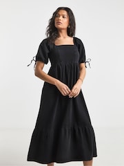 Simply Be Midi Shirred Denim Smock Dress - Image 1 of 5
