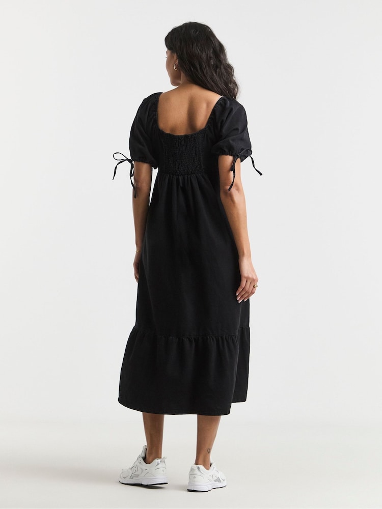 Simply Be Midi Shirred Denim Smock Dress - Image 2 of 5
