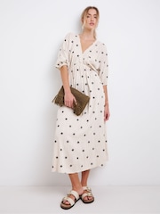 Simply Be Natural Embroidered Linen Dress - Image 1 of 5