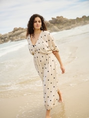 Simply Be Natural Embroidered Linen Dress - Image 4 of 5