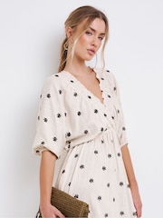 Simply Be Natural Embroidered Linen Dress - Image 5 of 5