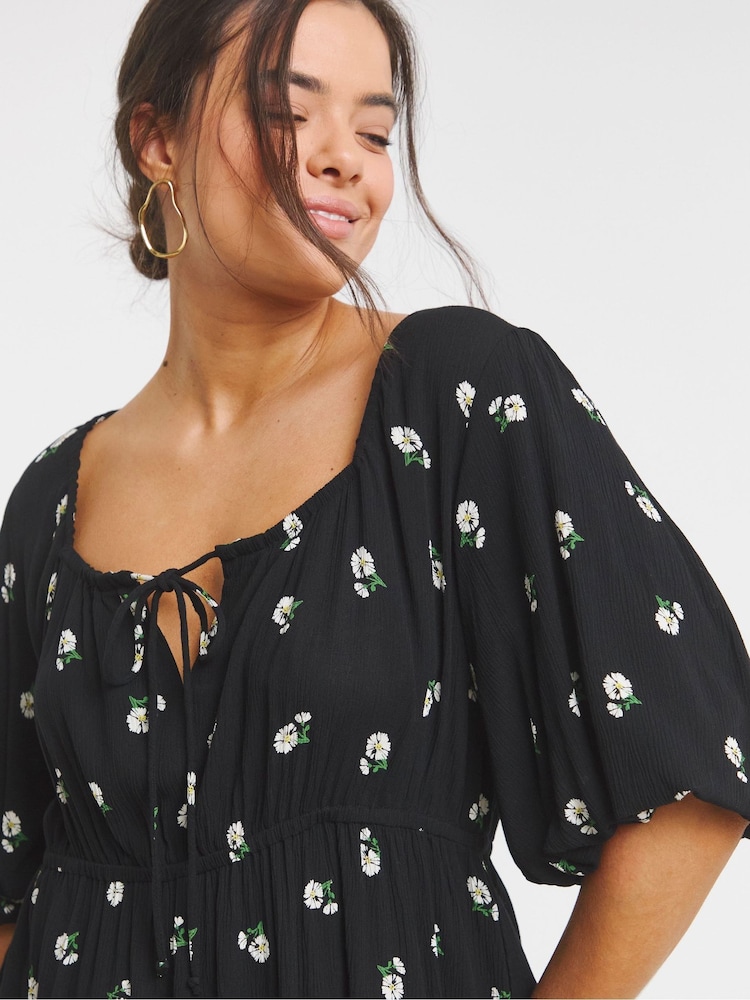 Simply Be Black Crinkle Goddess Midi Dress - Image 2 of 4