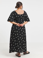Simply Be Black Crinkle Goddess Midi Dress - Image 3 of 4