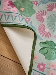 Sage Green Washable Bettie Floral Print Runner - Image 4 of 5