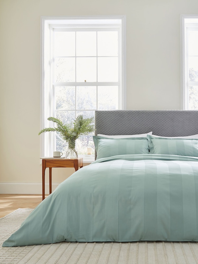 Bedeck of Belfast Celadon Serra Dobby Duvet Cover and Pillowcase Set - Image 1 of 4