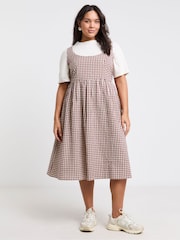 Simply Be Brown Gingham Midi Apron 100% Cotton Dress - Image 4 of 4