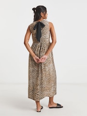 Simply Be Animal Colour Waffle Tie Back Midi Dress - Image 2 of 4