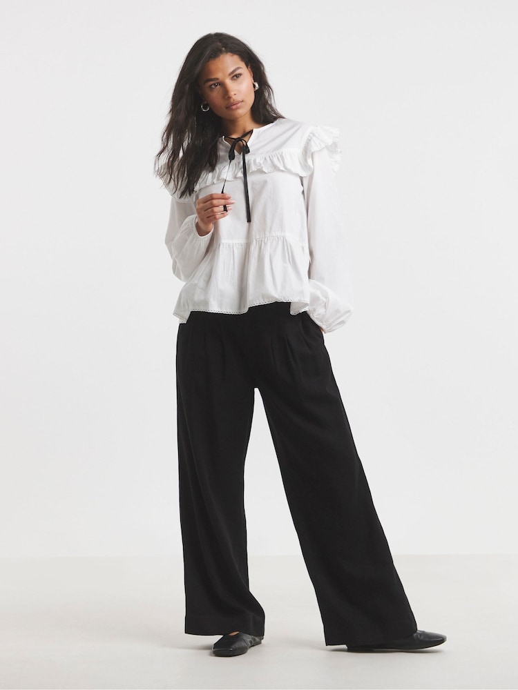 Schwarz - Simply Be Pleat Wide Leg Jeans - Bild 2 von 4
