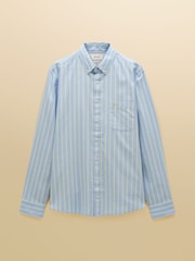 Joules Oxford Blue & White Stripe Long Sleeve Classic Fit Cotton Shirt - Image 13 of 14