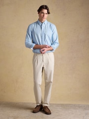 Joules Oxford Blue & White Stripe Long Sleeve Classic Fit Cotton Shirt - Image 6 of 14