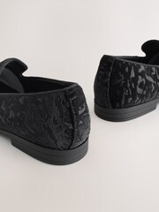 Black Velvet Pattern Loafers - Image 4 of 5