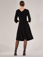 Jolie Moi Black Round Neck 3/4 Sleeve Midi Dress - Image 2 of 6