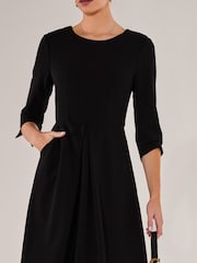 Jolie Moi Black Round Neck 3/4 Sleeve Midi Dress - Image 3 of 6
