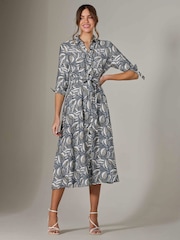 Jolie Moi Blue Tie Sleeve Shirt Maxi Dress - Image 1 of 6