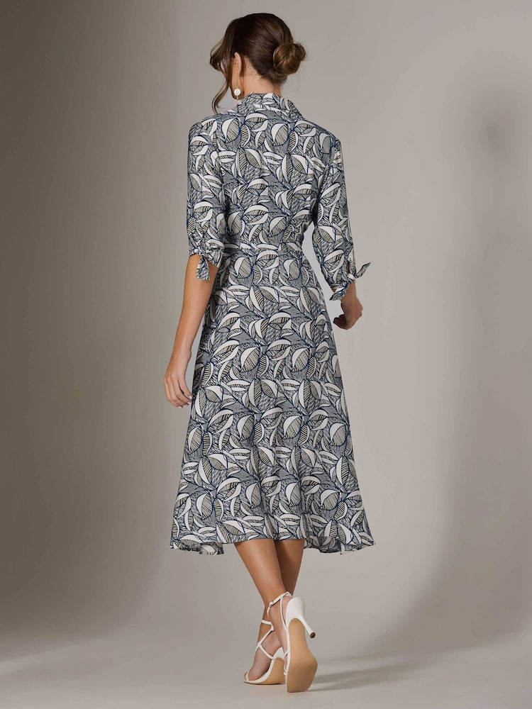 Jolie Moi Blue Tie Sleeve Shirt Maxi Dress - Image 2 of 6