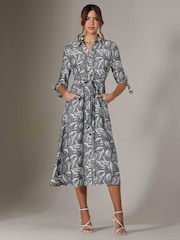 Jolie Moi Blue Tie Sleeve Shirt Maxi Dress - Image 4 of 6