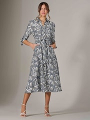 Jolie Moi Blue Tie Sleeve Shirt Maxi Dress - Image 5 of 6
