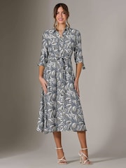 Jolie Moi Blue Tie Sleeve Shirt Maxi Dress - Image 6 of 6