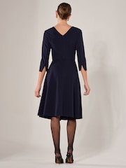 Jolie Moi Blue Round Neck 3/4 Sleeve Midi Dress - Image 2 of 6