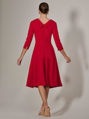 Jolie Moi Red Roll Collar Long Sleeve Midi Dress - Image 2 of 6