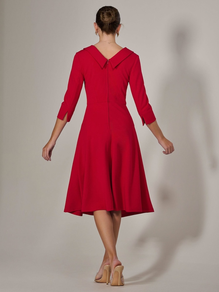 Rot - Jolie Moi Roll Collar Long Sleeve Midi Dress - Bild 2 von 6 Rot - Jolie Moi Roll Collar Long Sleeve Midi Dress - Bild 2 von 6