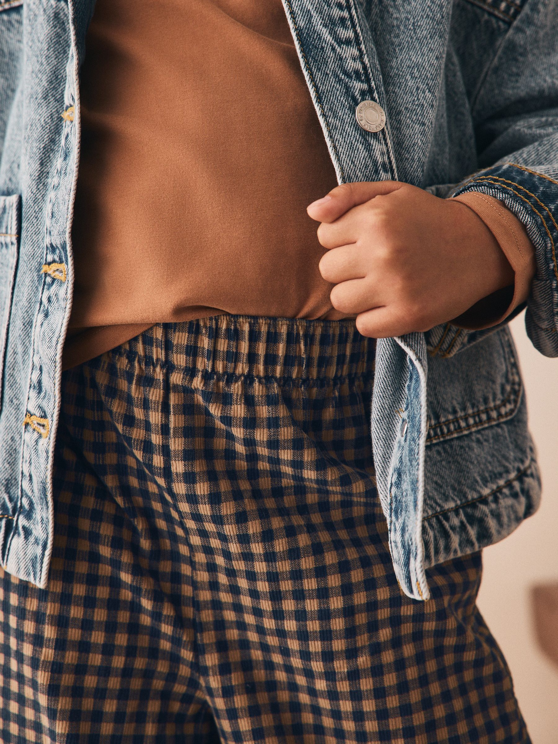 Buy Brown Gingham Pullon Cord Trousers (3-16yrs) from Next Sweden