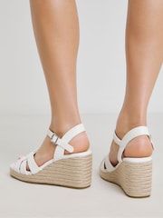 Simply Be White Extra Wide Fit Woven Raffia Wedge Sandals In Wide Fit - Image 2 of 4