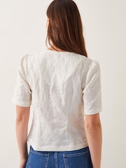 Monsoon Natural Eliza Short Sleeve Jacquard Top - Image 2 of 4