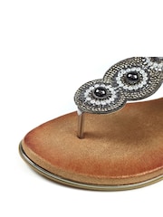 Lunar Metallic Silvia Pewter Toe Post Gem Sandals - Image 6 of 6