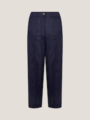 Monsoon Blue Jolie Regular Wide Leg 100% Linen Trousers - Image 5 of 5