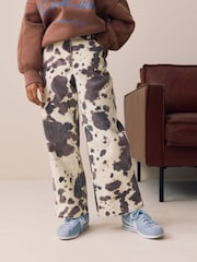 Cow Print Wide Leg Jeans (3-16yrs) - Image 1 of 9