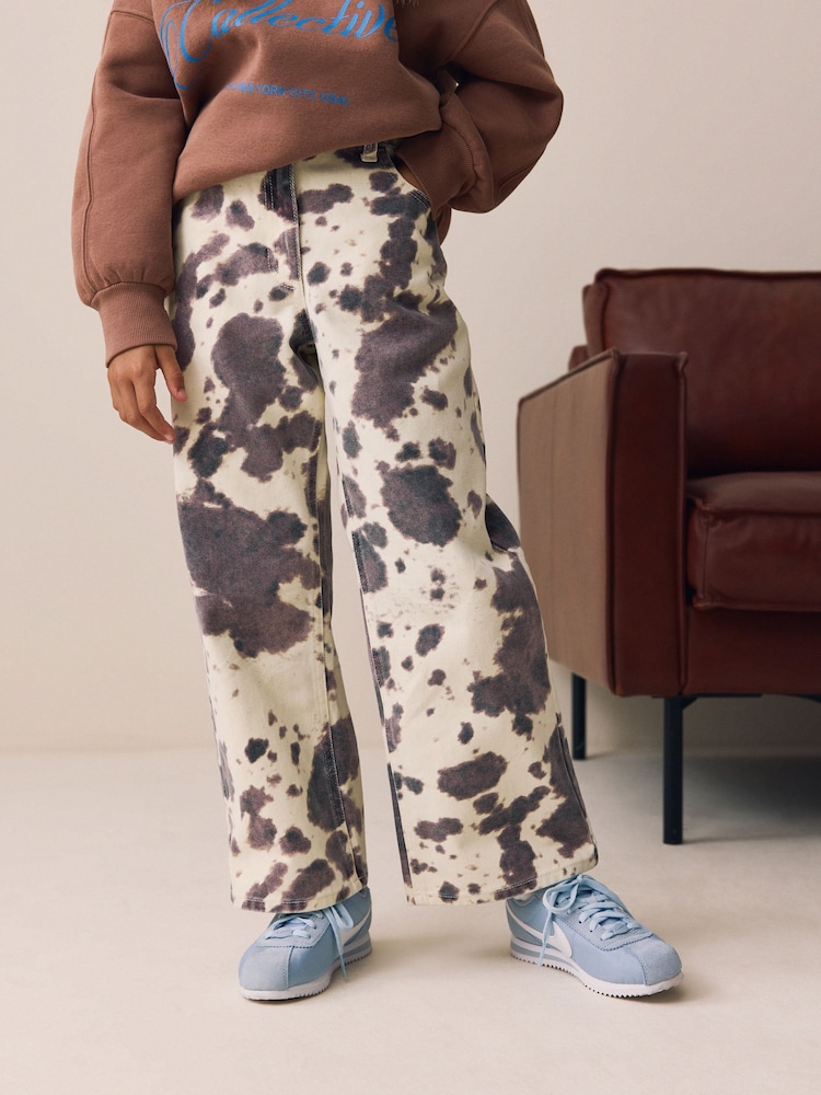 Cow Print Wide Leg Jeans (3-16yrs) - Image 1 of 9